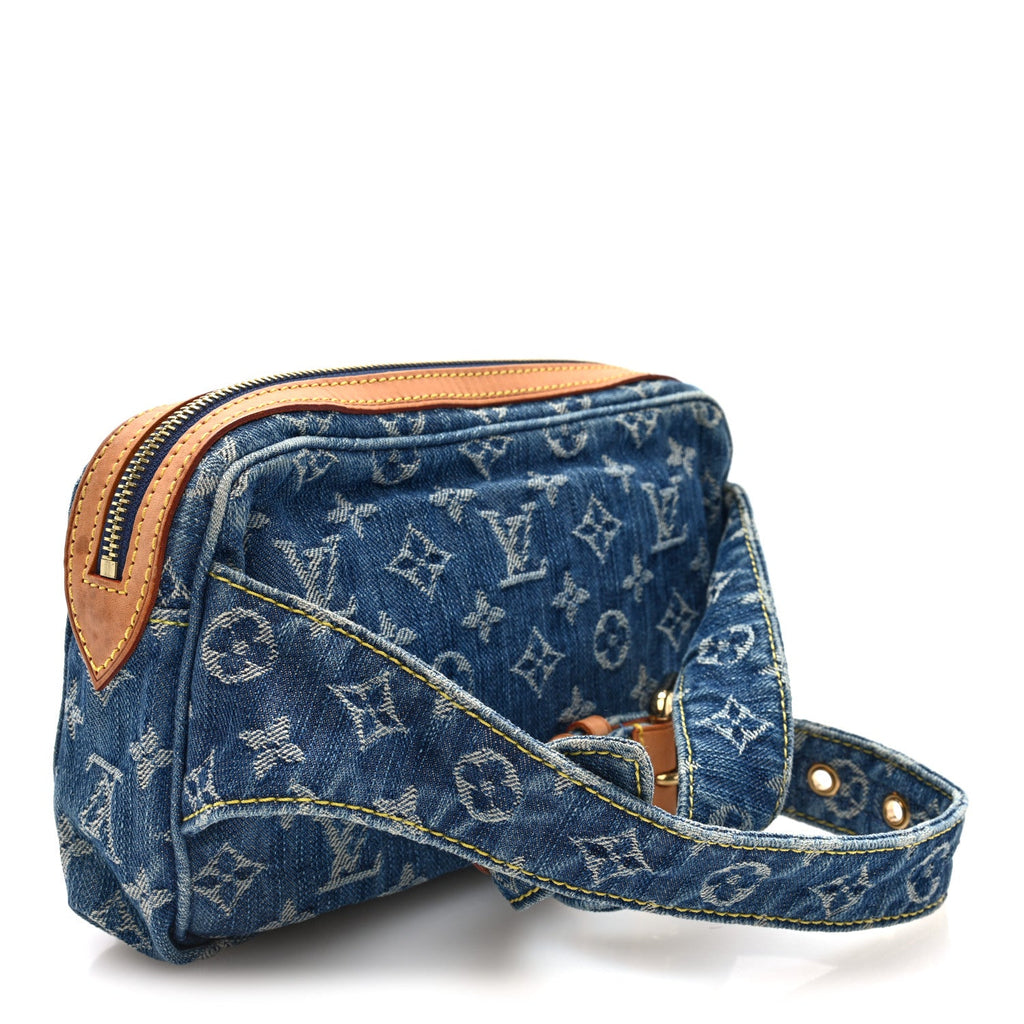 Monogram Denim Bum Bag Blue