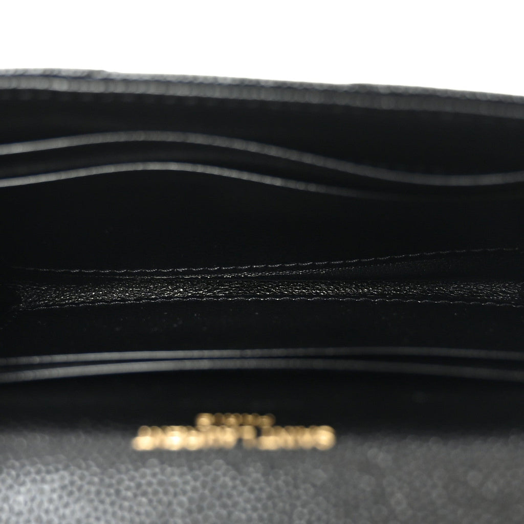 Grain De Poudre Matelasse Chevron Small Monogram Envelope Wallet Black
