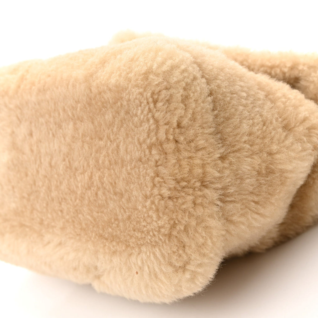 Merino Shearling Lambskin Quilted Small Loulou Puffer Monogram Chain Satchel Natural Beige
