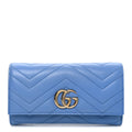 Calfskin Matelasse GG Marmont Continental Wallet Clear Sky Blue