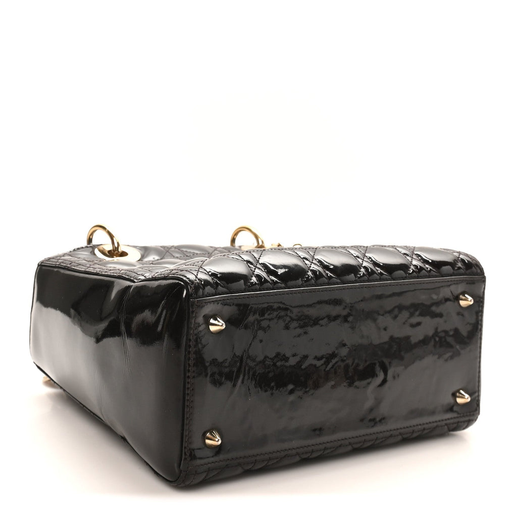 Patent Cannage Medium Lady Dior Dark Brown