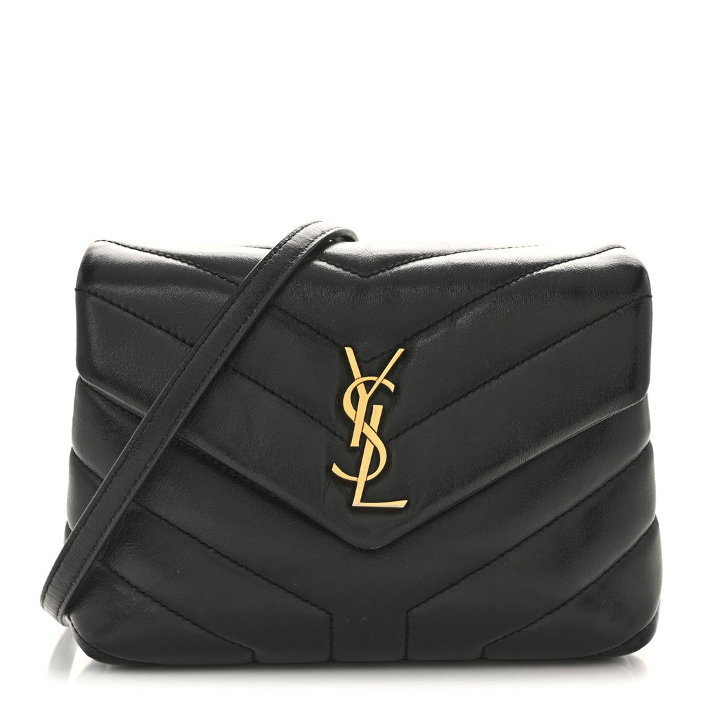 Calfskin Y Quilted Monogram Toy Loulou Crossbody Bag Black