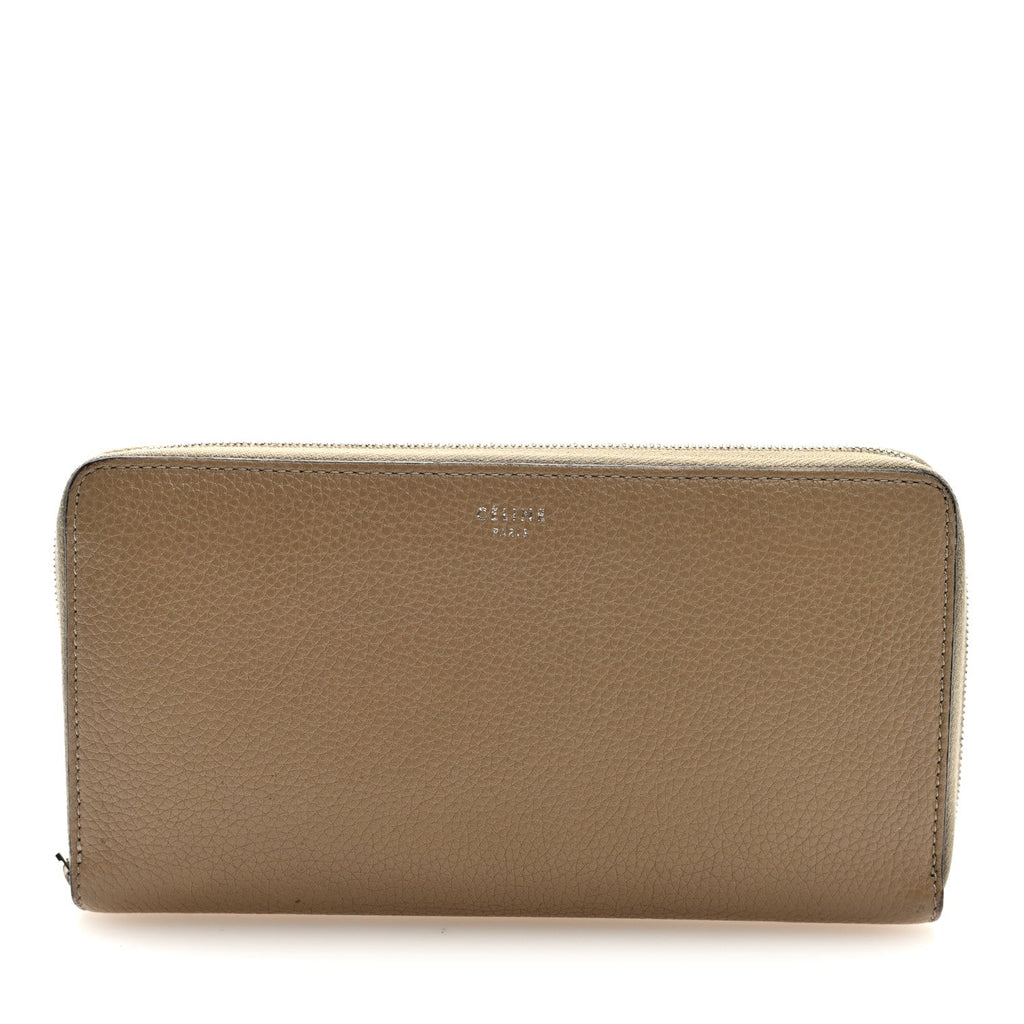 Grained Calfskin Large Zip Around Multifunction Wallet Dune
