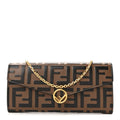Vitello Soft F is Fendi Bi-Color FF 1974 Embossed Continental Envelope Wallet On Chain Maya Black