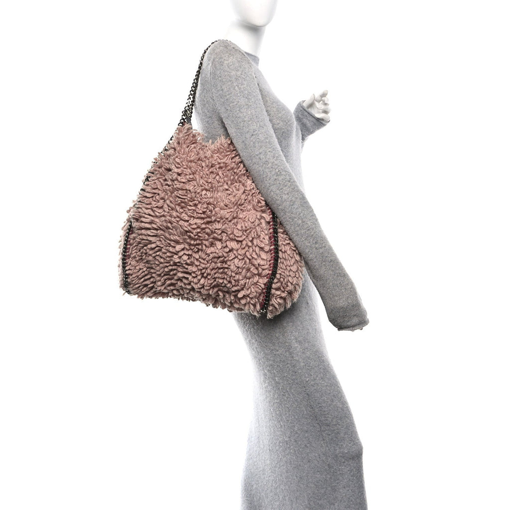 Wool Fur Small Falabella Tote Pink