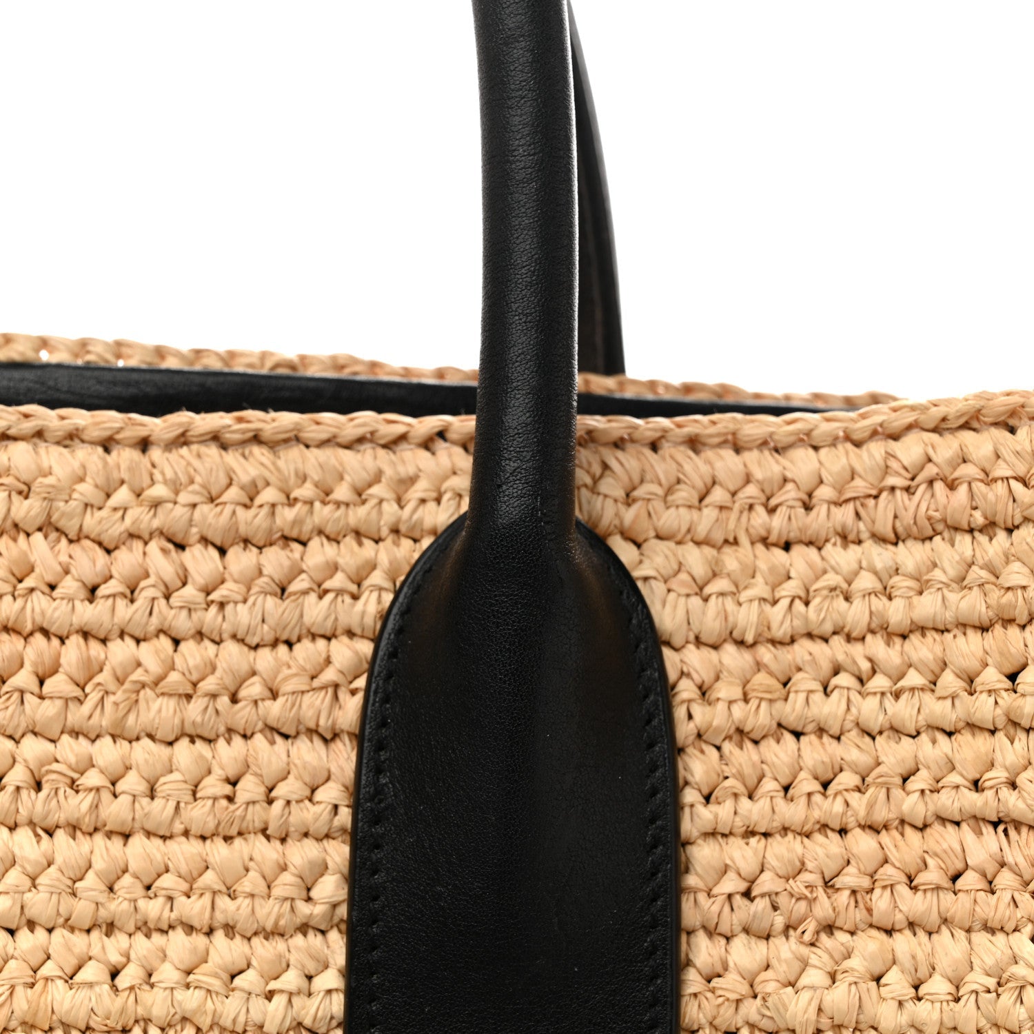 Raffia Calfskin Rive Gauche Tote Naturale Black