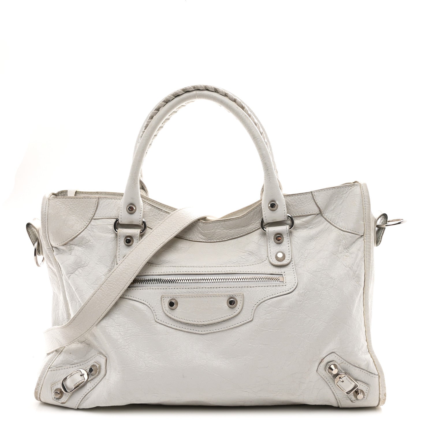 Agneau Arena Silver Hardware Medium Le City Optic White