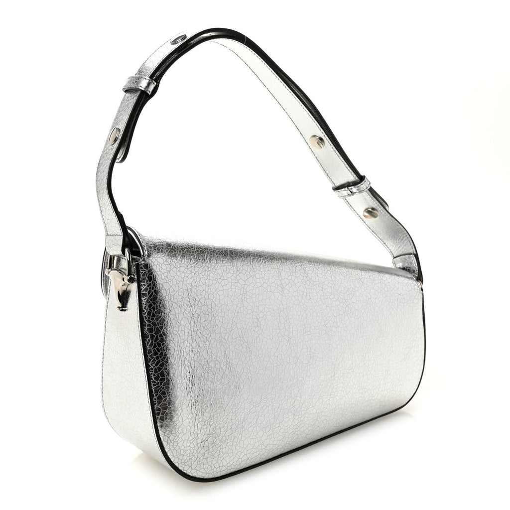 Metallic Demetra Small Horsebit 1955 Asymmetric Shoulder Bag Silver