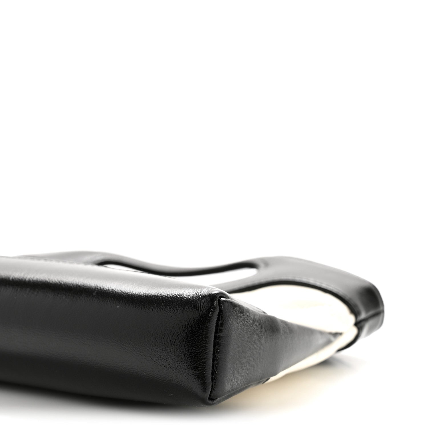 Shiny Crumpled Calfskin Quilted Nano 31 Shopping Bag White Black