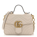 Calfskin Matelasse Mini GG Marmont Top Handle Shoulder Bag White