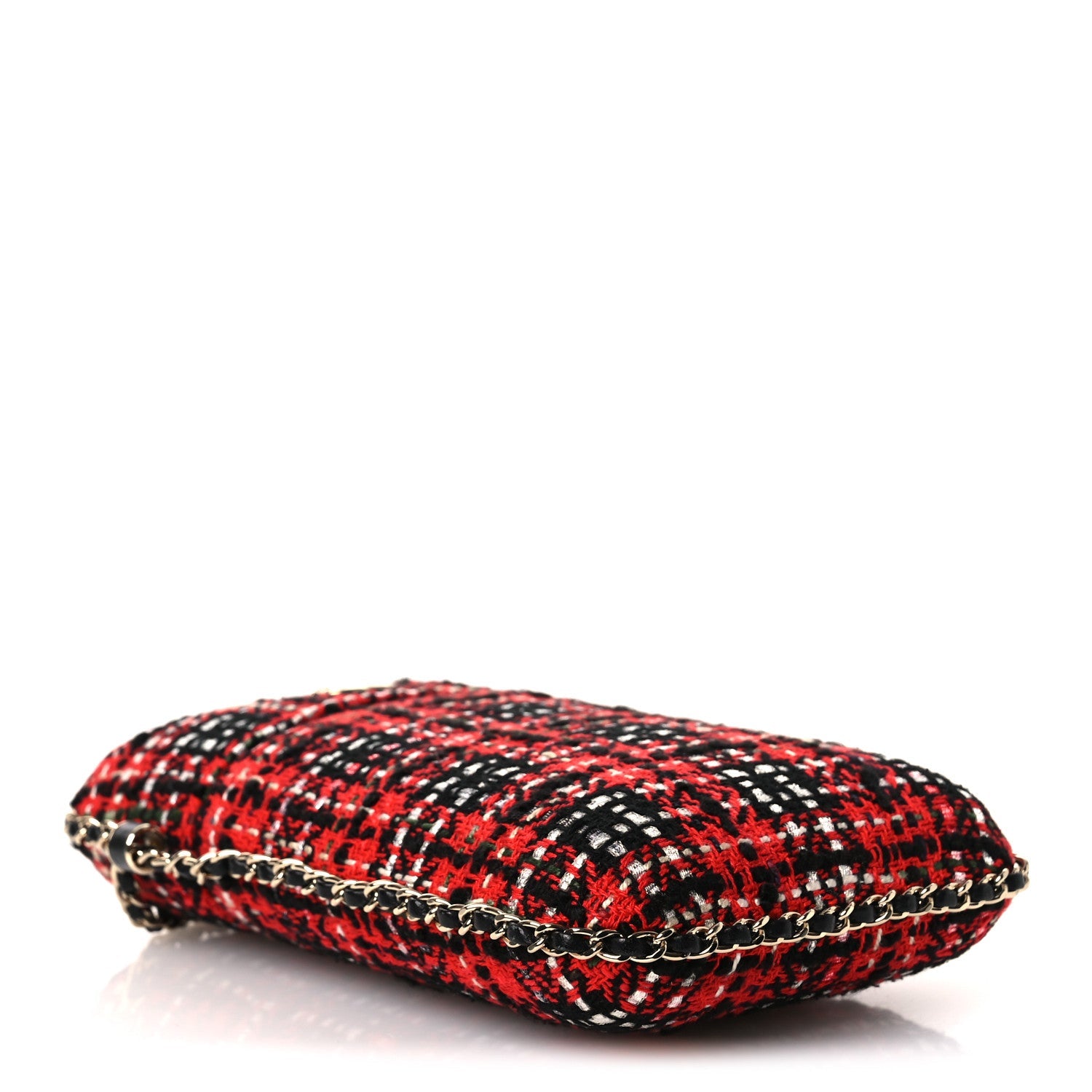 Tweed Chain Around Phone Holder Red Multicolor