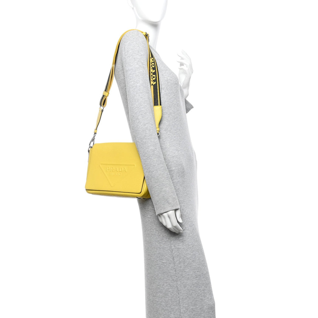 Saffiano Cuir Triangle Logo Embossed Flap Crossbody Sole