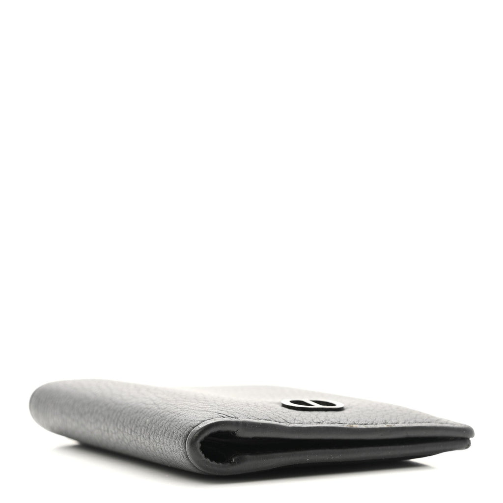 Grained Calfskin Icon Vertical Bifold  Holder Black