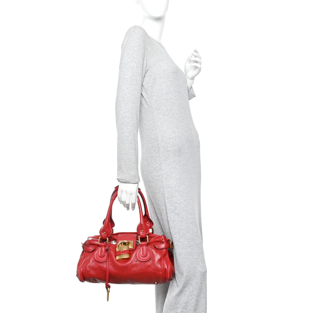Calfskin Medium Paddington Satchel Red