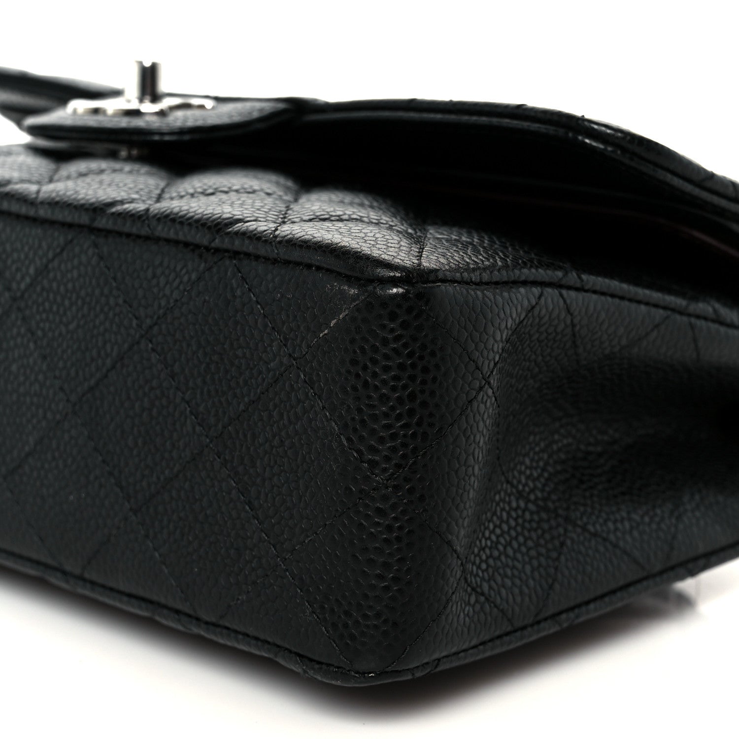 Caviar Quilted Small Double Flap Black