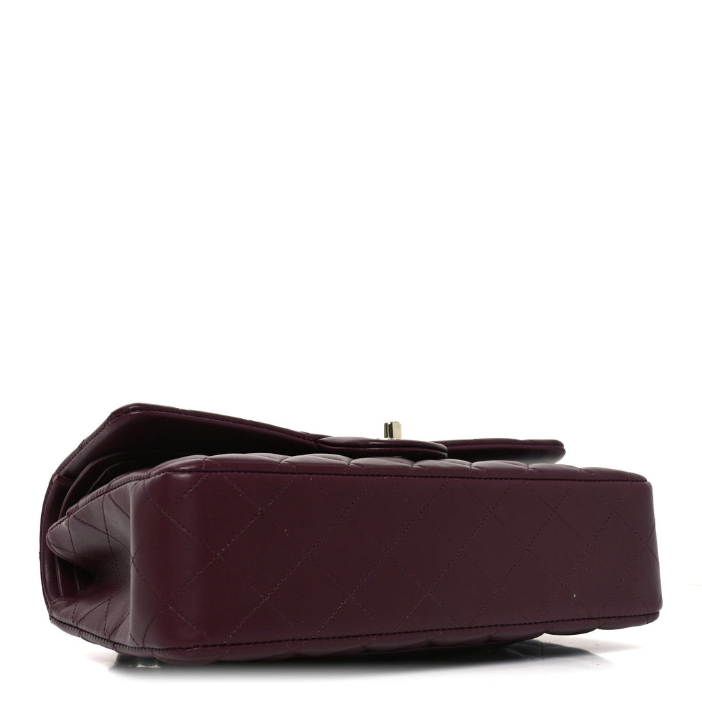 Lambskin Quilted Medium Double Flap Burgundy