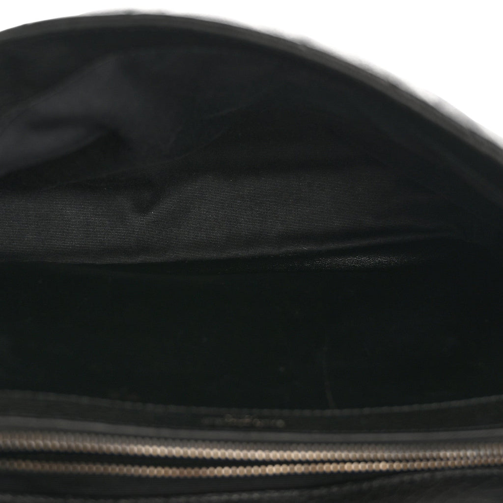 Sheepskin Matelasse Chevron Monogram Large College Satchel Black