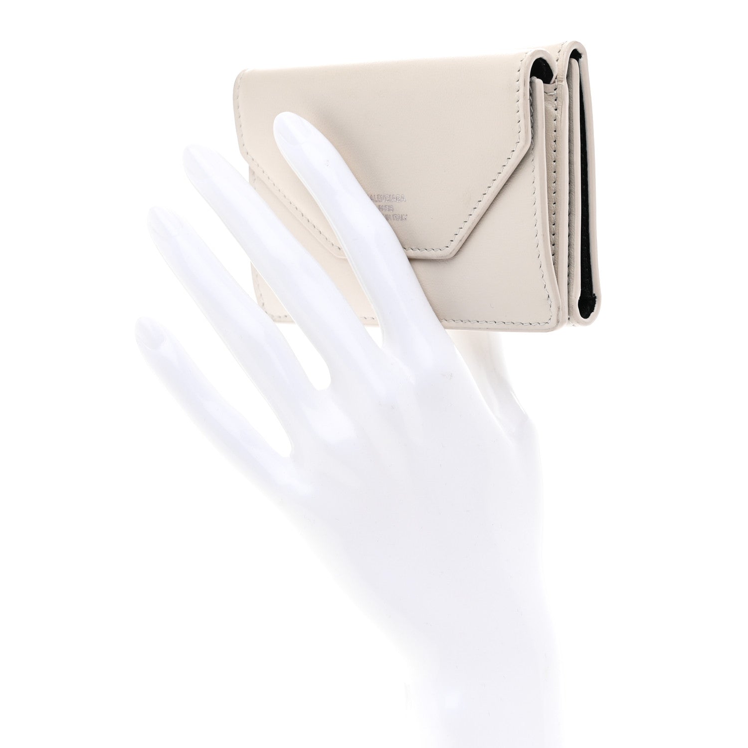 Smooth Calfskin Logo Envelope Compact Wallet White