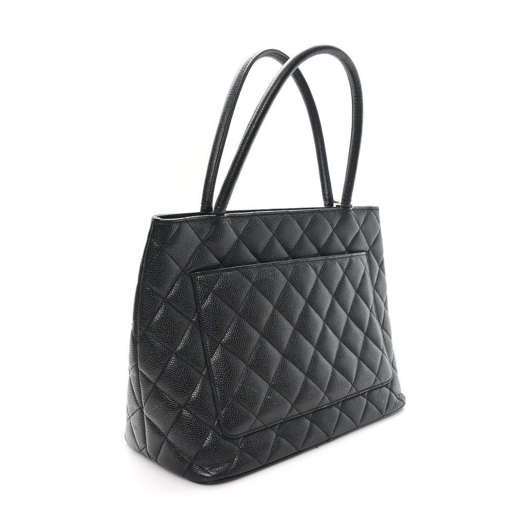 Caviar Quilted Medallion Tote Black