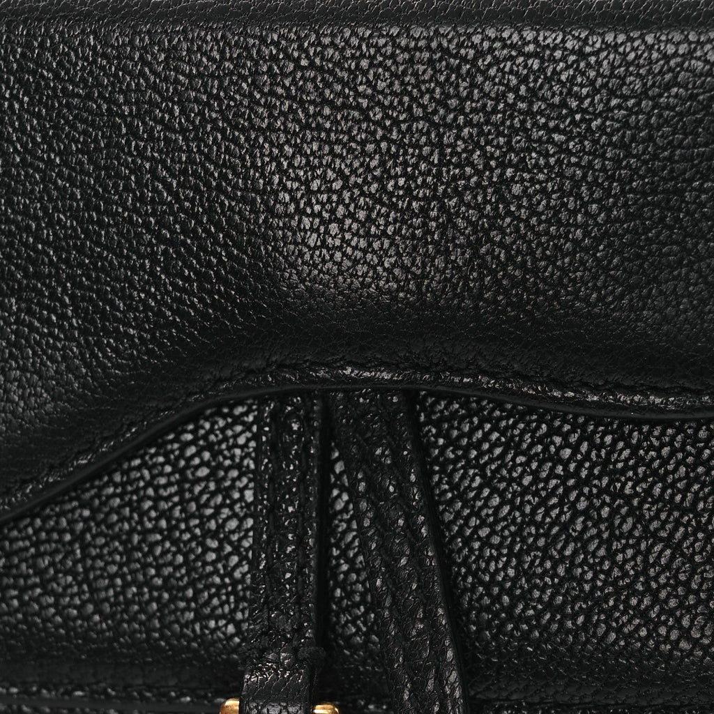 Goatskin Mini Saddle Shoulder Strap Pouch Black