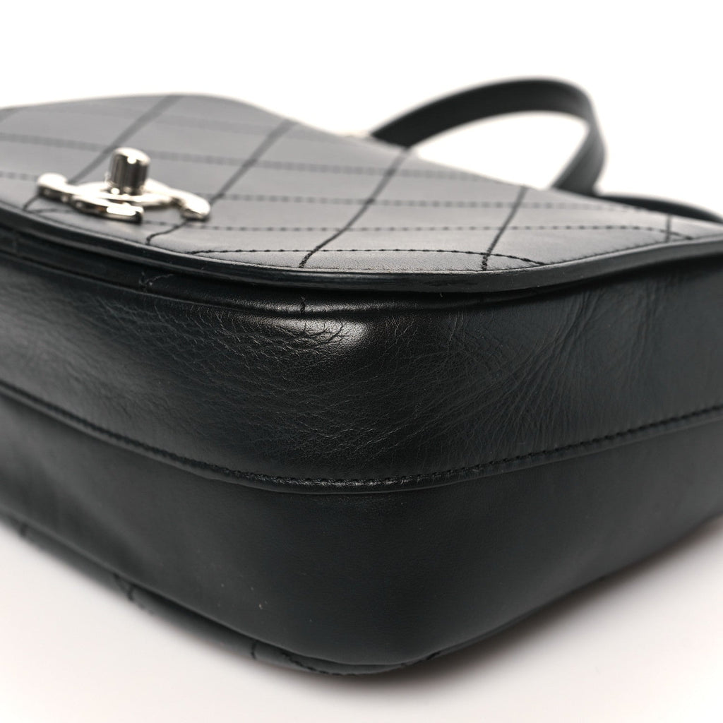 Calfskin Stitched Small Ring My Bag Flap Crossbody Bag Black