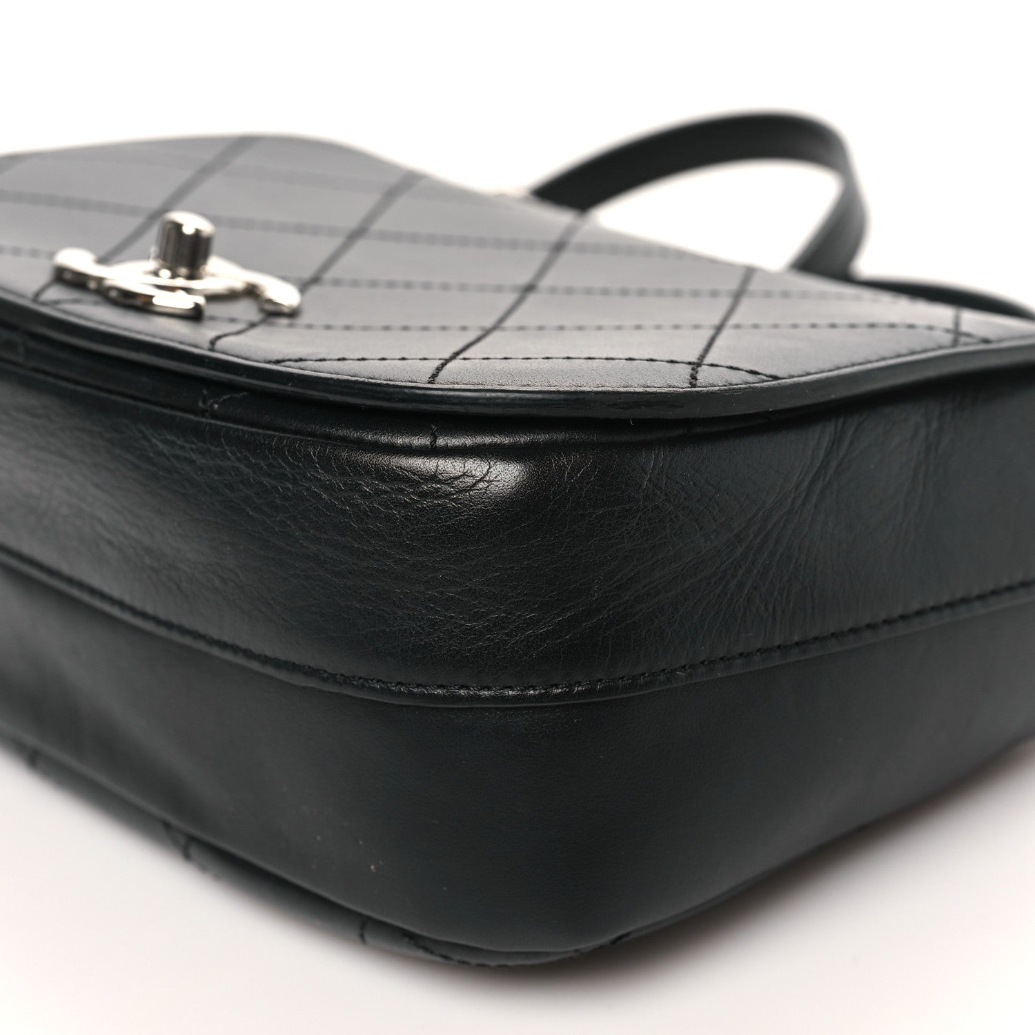 Calfskin Stitched Small Ring My Bag Flap Crossbody Bag Black