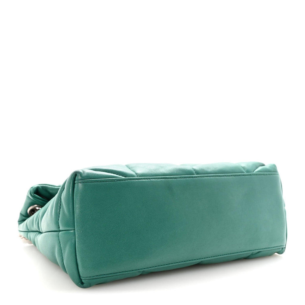 Lambskin Quilted Small Loulou Puffer Monogram Chain Satchel Green Field