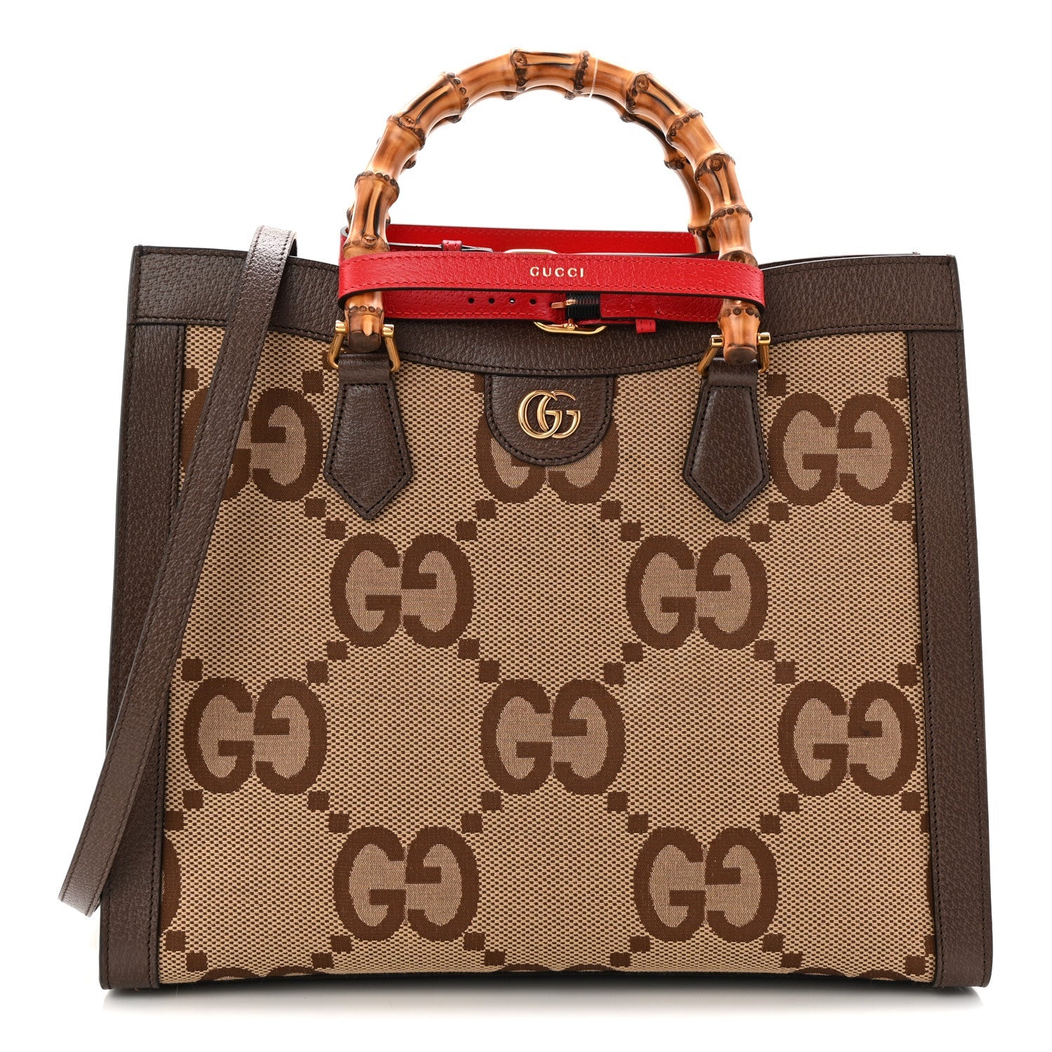 Monogram Jumbo GG Textured Dollar Calfskin Medium Diana Tote Bag Camel Ebony New Acero Pomegranate Red