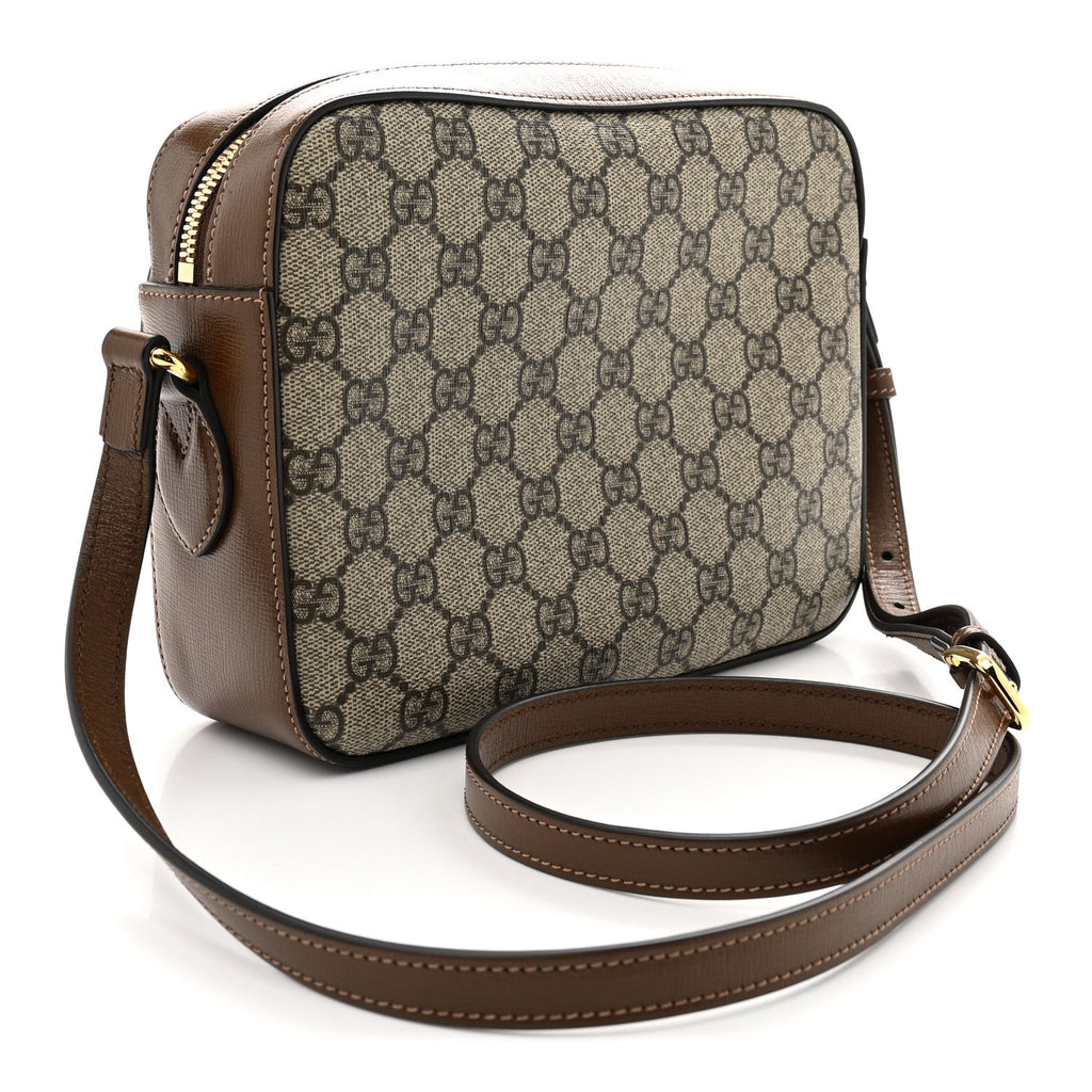 GG Supreme Monogram Small Horsebit 1955 Shoulder Bag Beige Brown Sugar