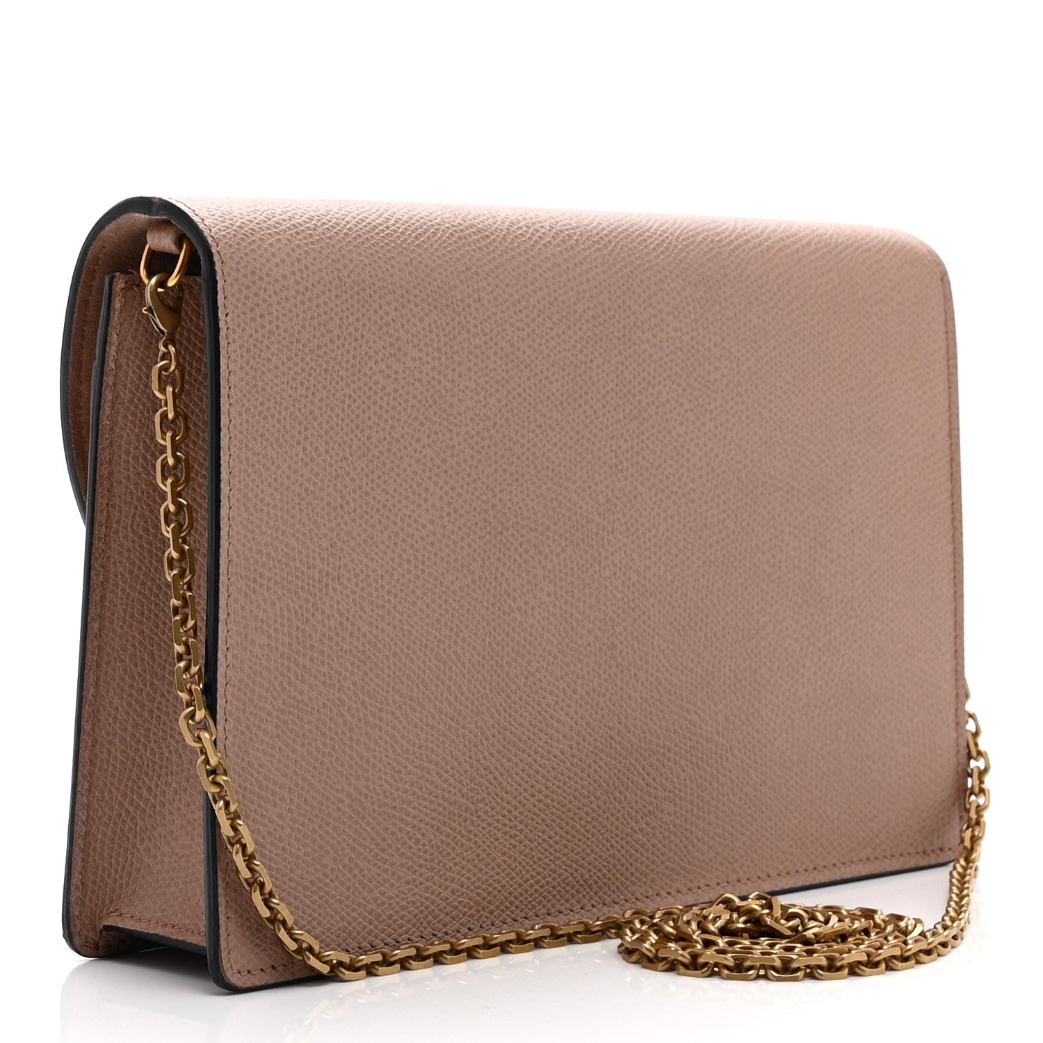 Grained Calfskin Saddle Chain Pouch Blush