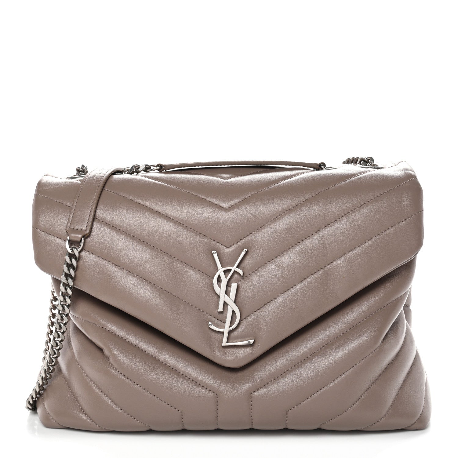 Calfskin Y Quilted Monogram Medium Loulou Chain Satchel Mink