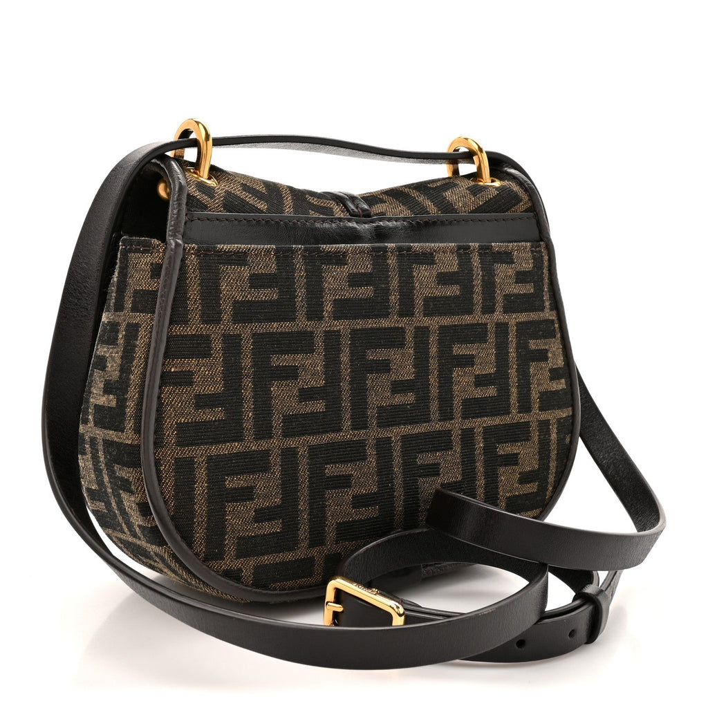 Fabric Jacquard Vitello Cher Cuoio FF 1974 Small Fendi C'mon Tobacco Moro Ebano