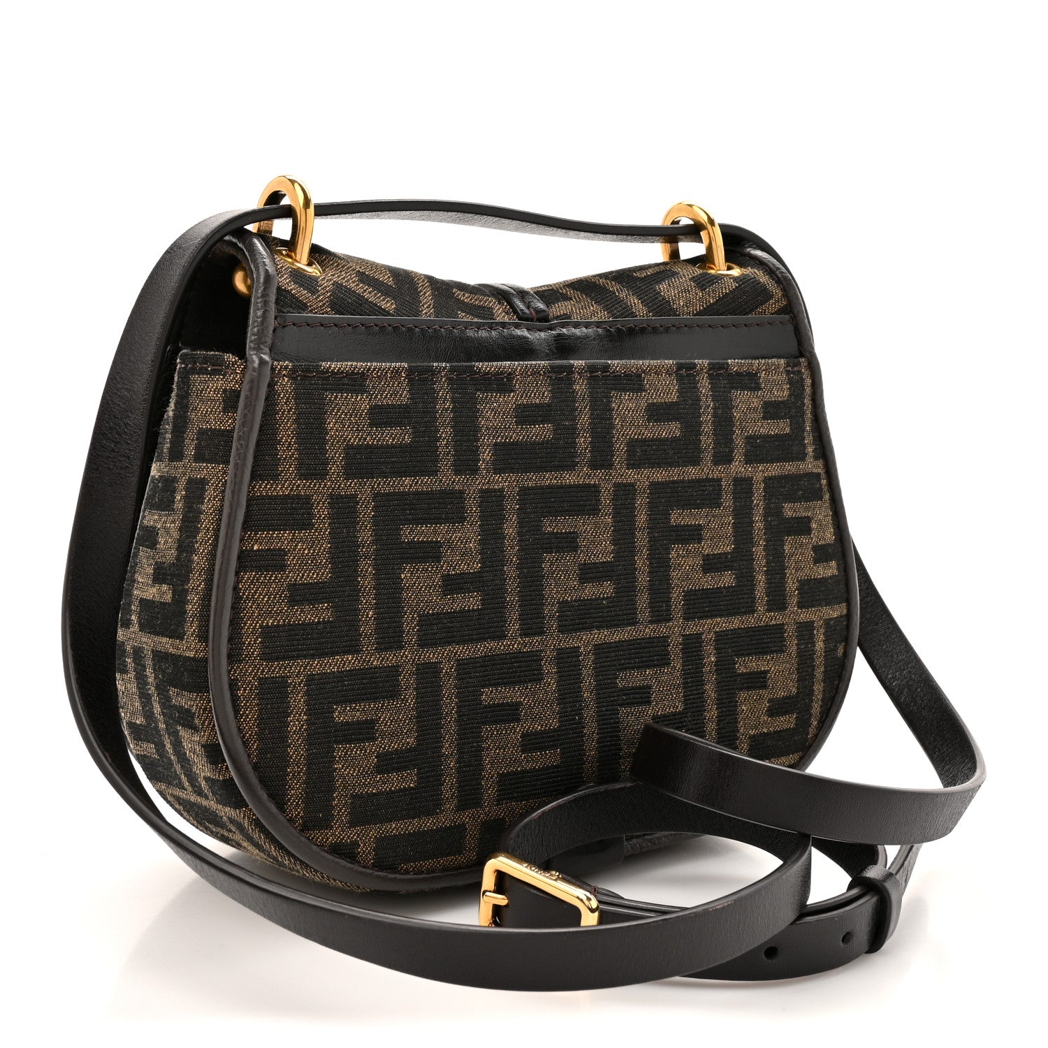 Fabric Jacquard Vitello Cher Cuoio FF 1974 Small Fendi C'mon Tobacco Moro Ebano