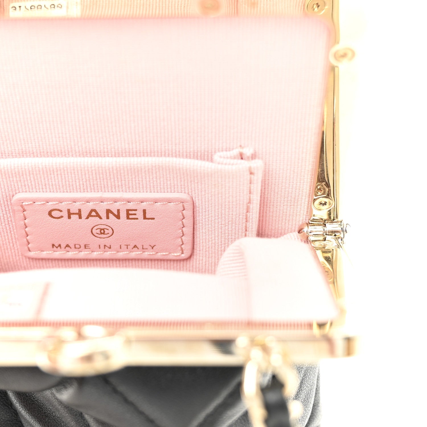 Lambskin Plexi Quilted CC Evening Clutch With Chain Black