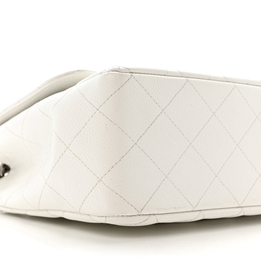 Caviar Quilted Jumbo Single Flap White