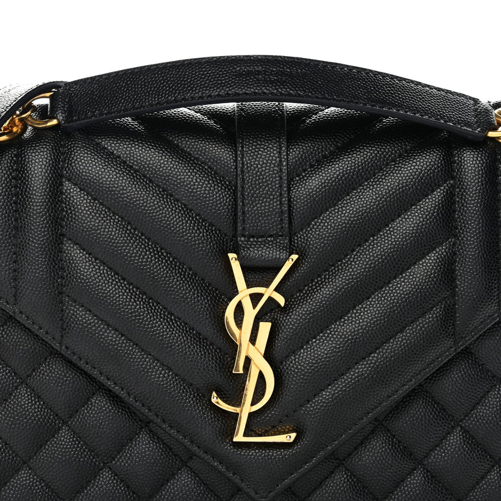Grain De Poudre Textured Mixed Matelasse Triquilt Medium Monogram Satchel Black