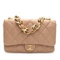 Lambskin Quilted Large CC Funky Town Flap Beige