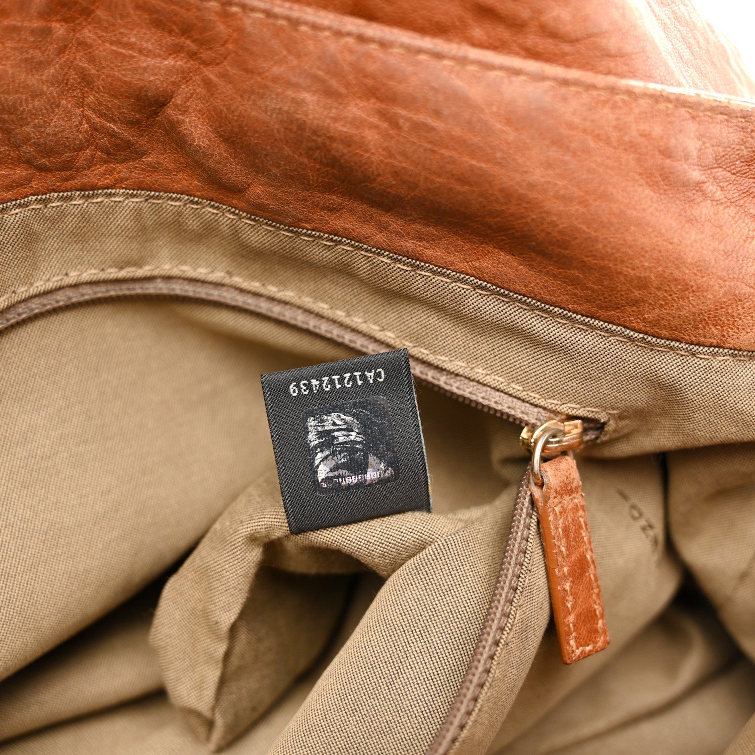 Crinkled Lambskin Mia Shoulder Flap Camel