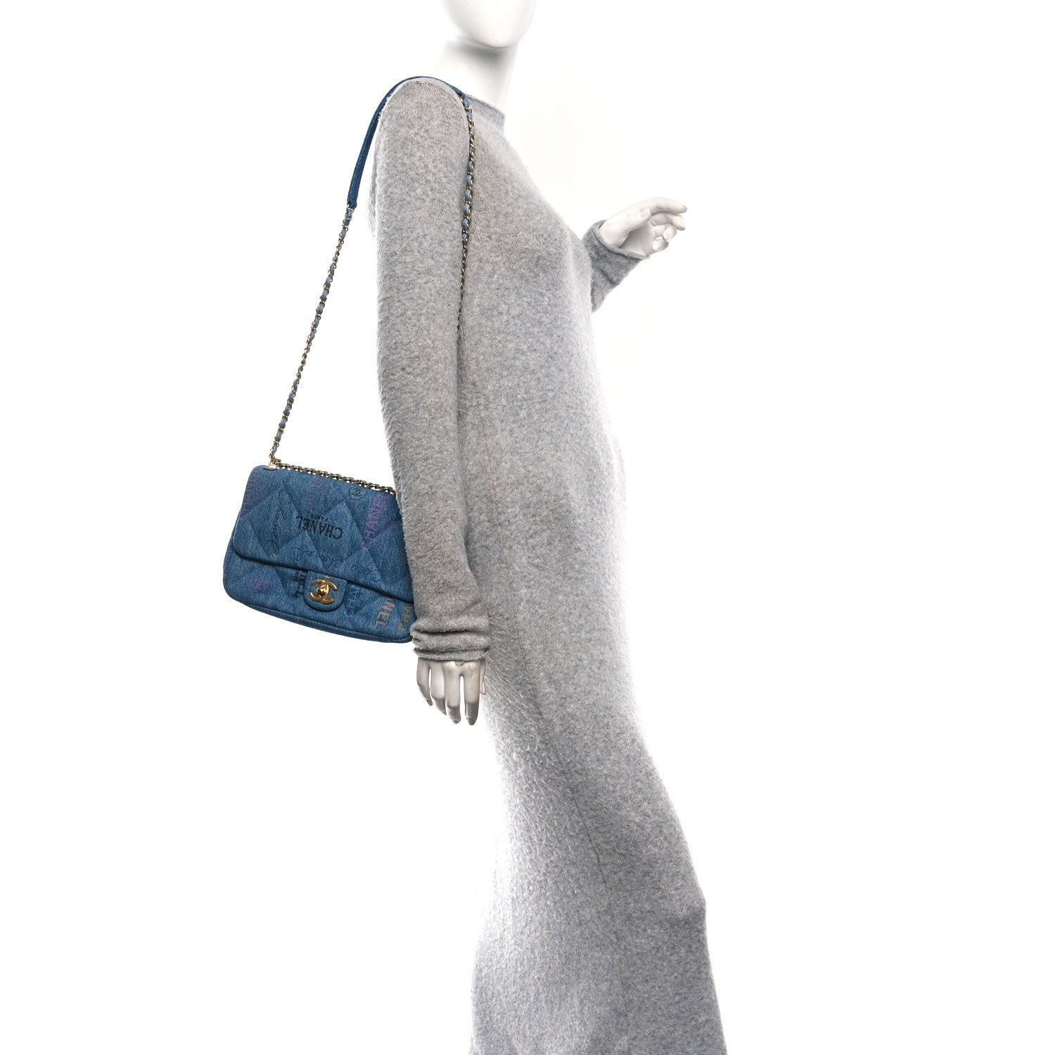 Denim Quilted Denim Large Mood Flap Blue Multicolor