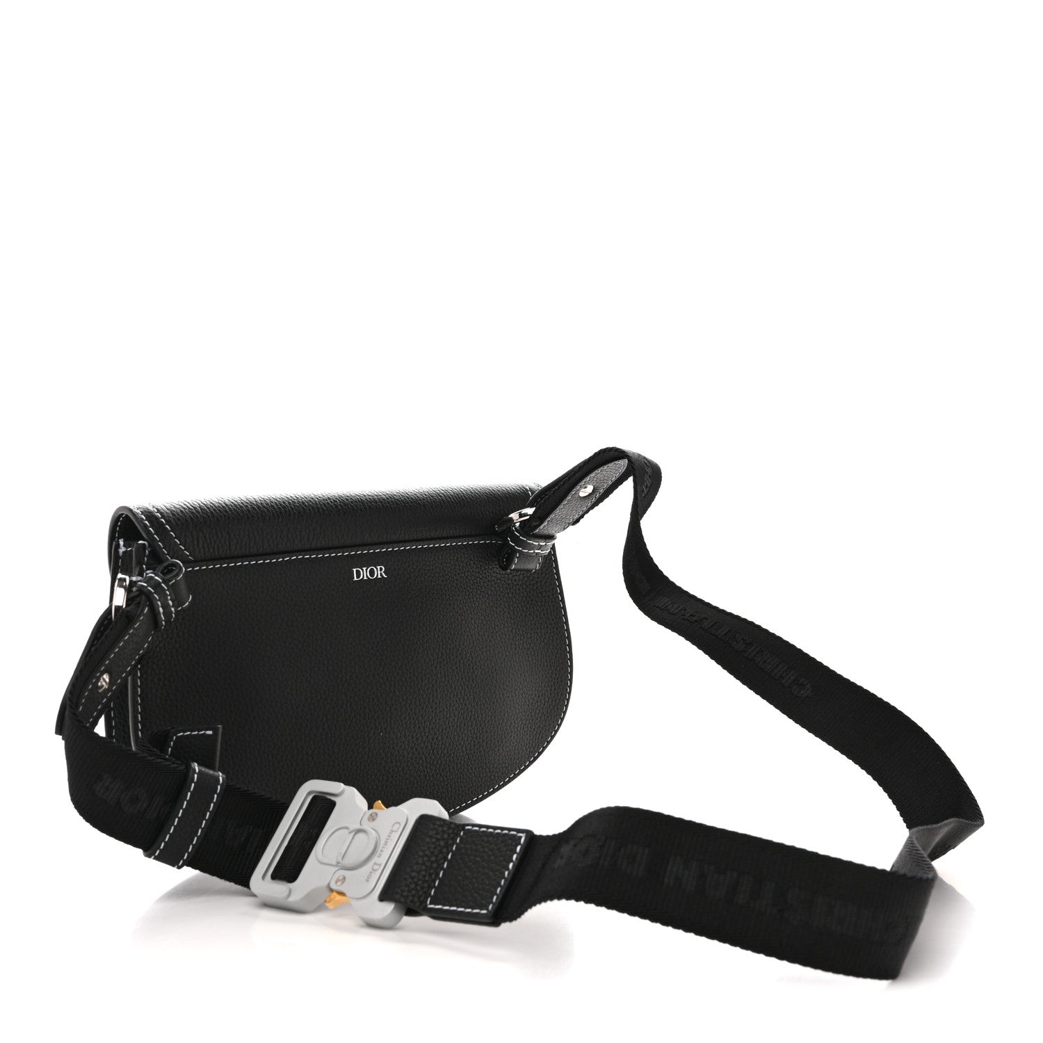 X KAWS Grained Calfskin Saddle Pouch Black