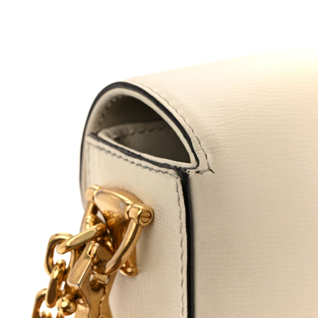 Azalea Calfskin Crystal Small Horsebit 1955 Chain Shoulder Bag White