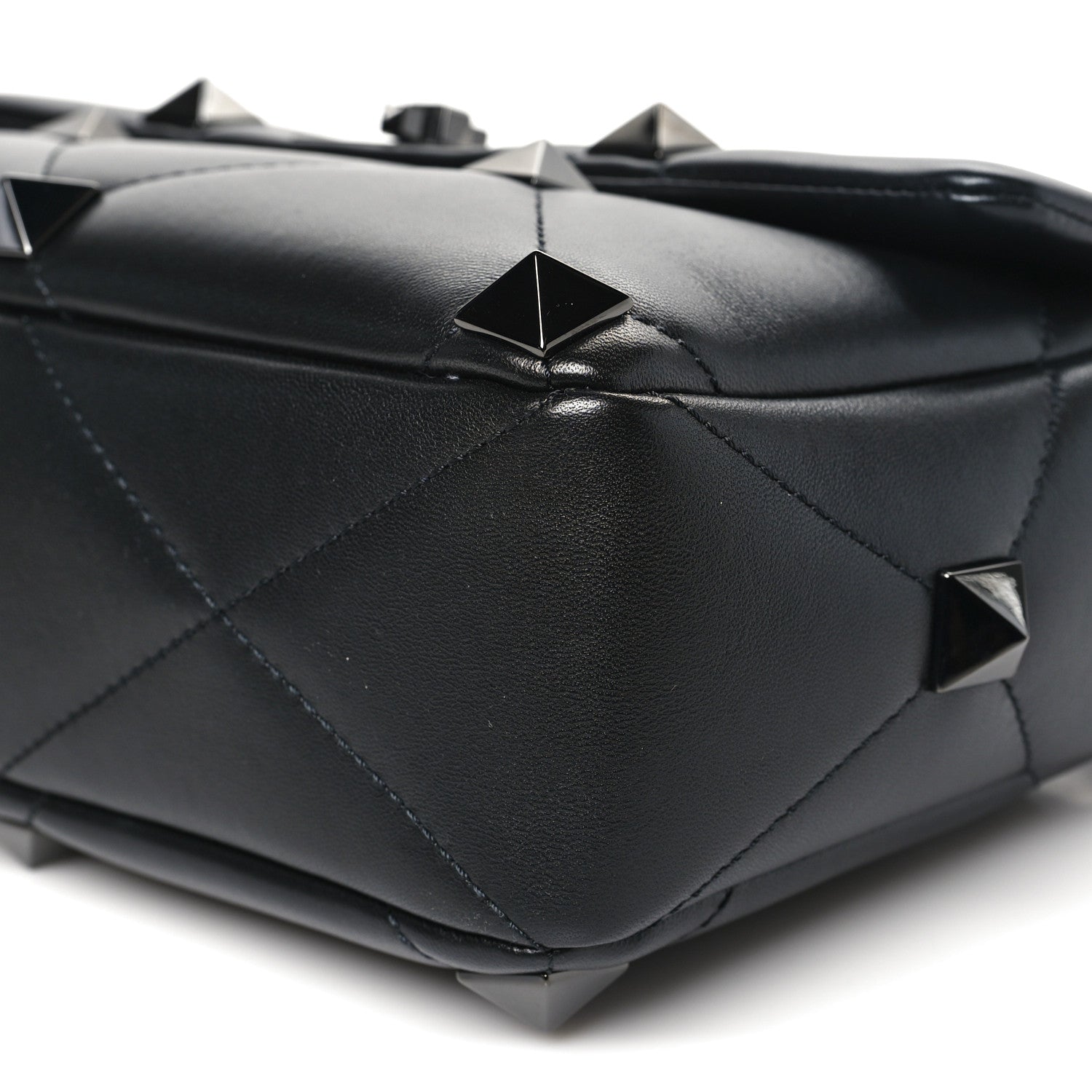 Nappa Monochrome Large Roman Stud Shoulder Bag Black