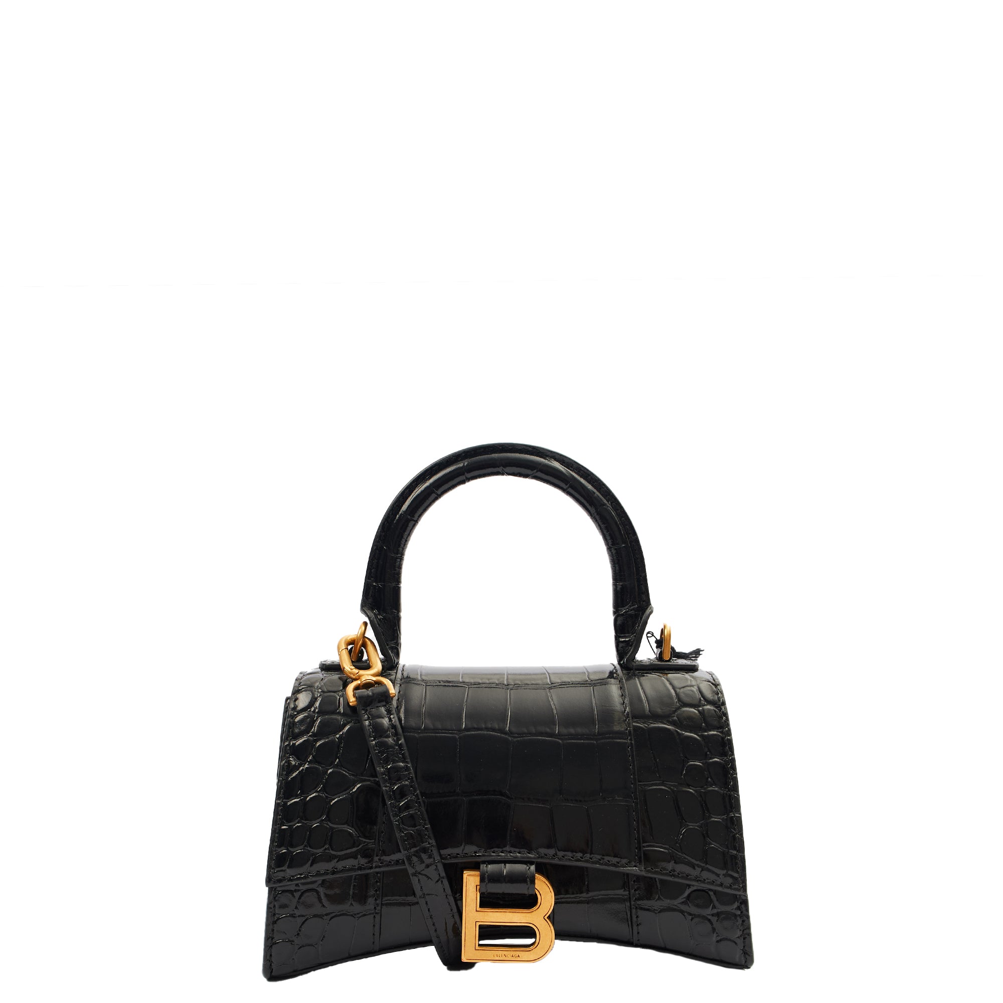 Balenciaga Mini Bag Hourglass XS in Black, Exotic Effect Leather