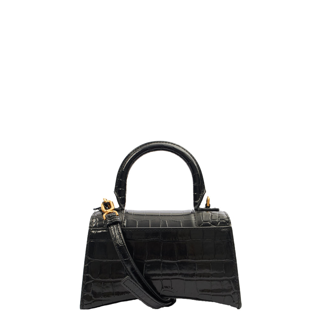 Balenciaga Mini Bag Hourglass XS in Black, Exotic Effect Leather