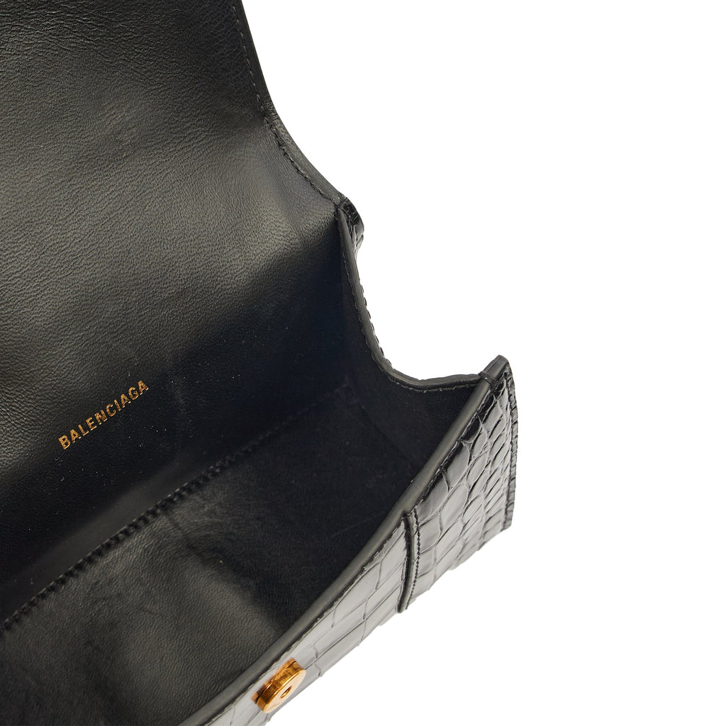 Balenciaga Mini Bag Hourglass XS in Black, Exotic Effect Leather