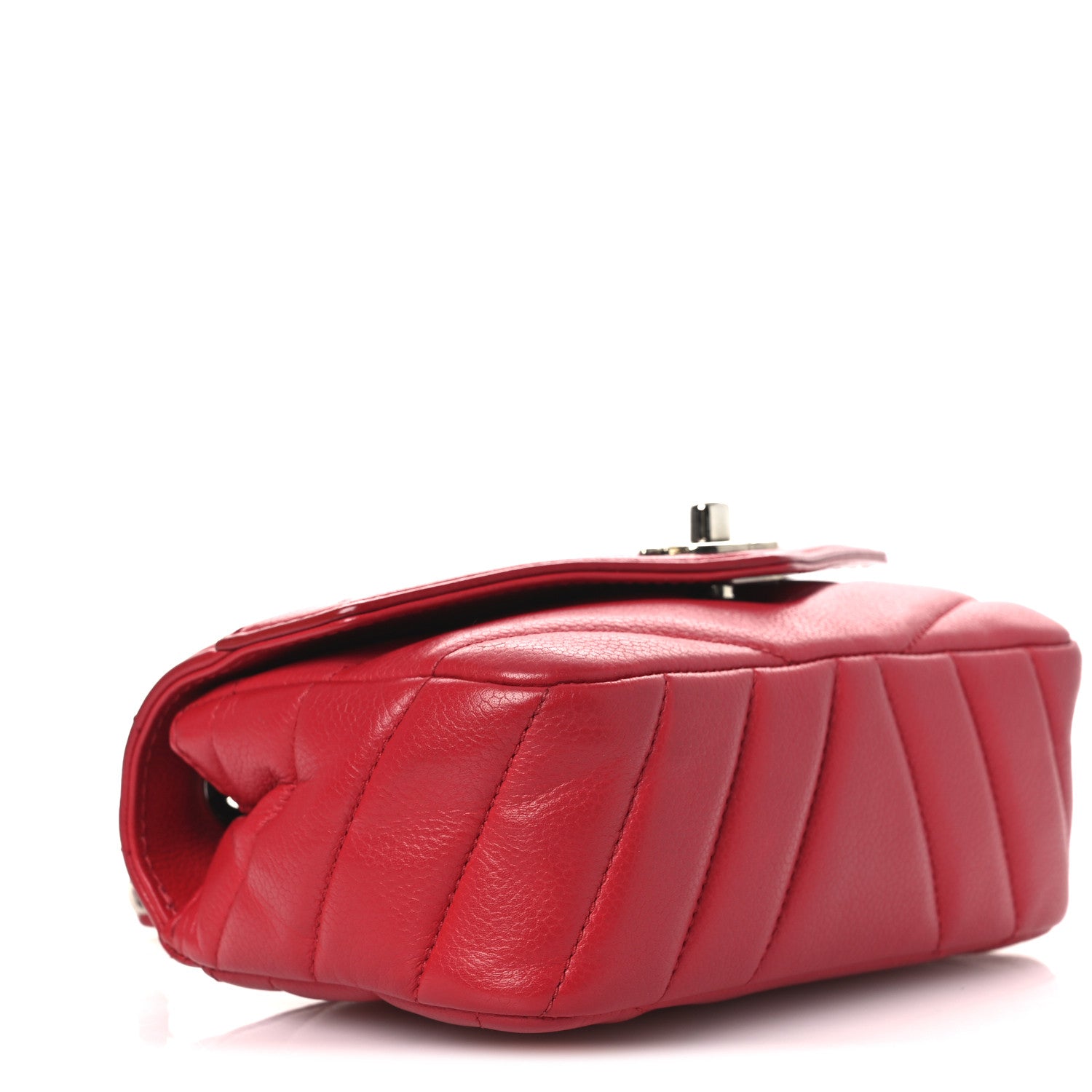 Caviar Chevron Quilted Small Single Flap Red