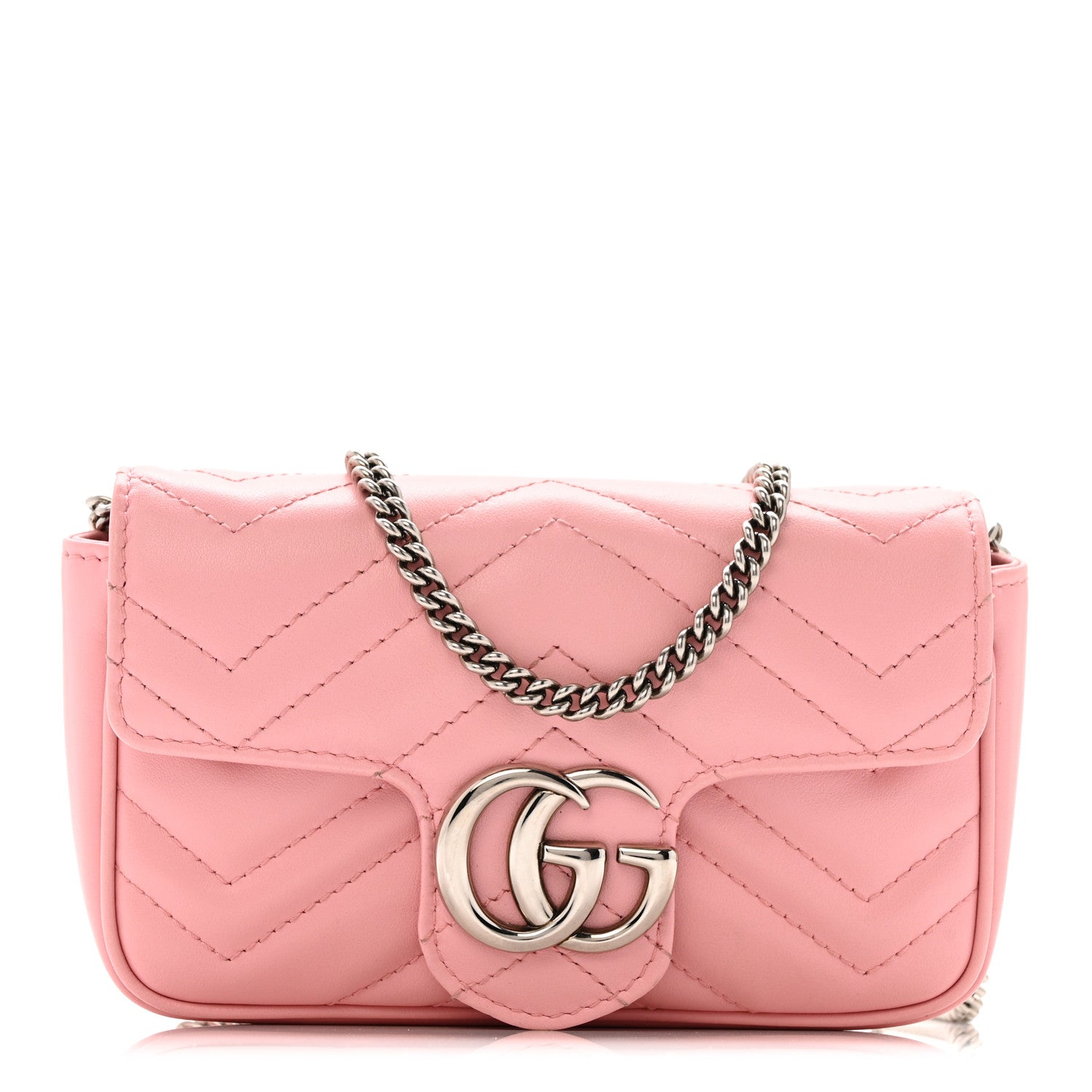 Calfskin Matelasse Super Mini GG Marmont Shoulder Bag Wild Rose