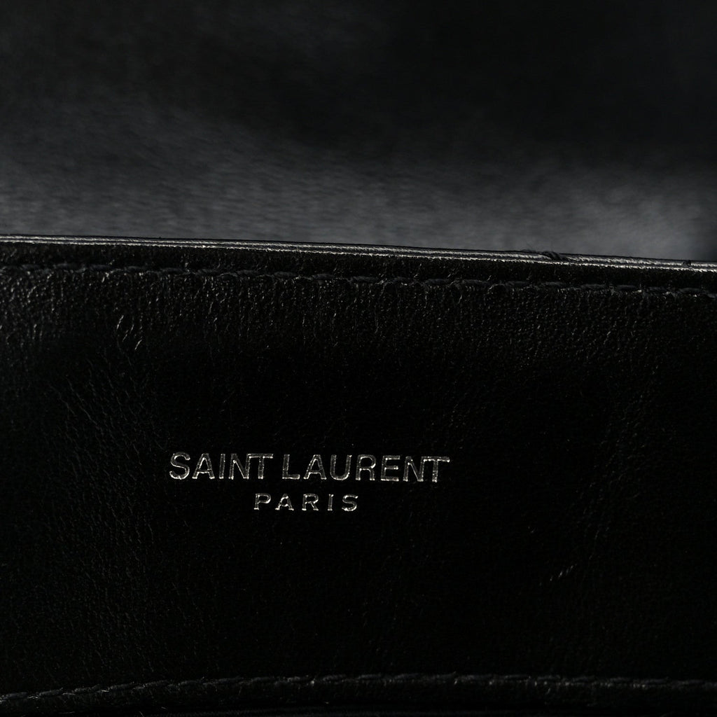 Calfskin Y Quilted Monogram Medium Loulou Chain Satchel Black