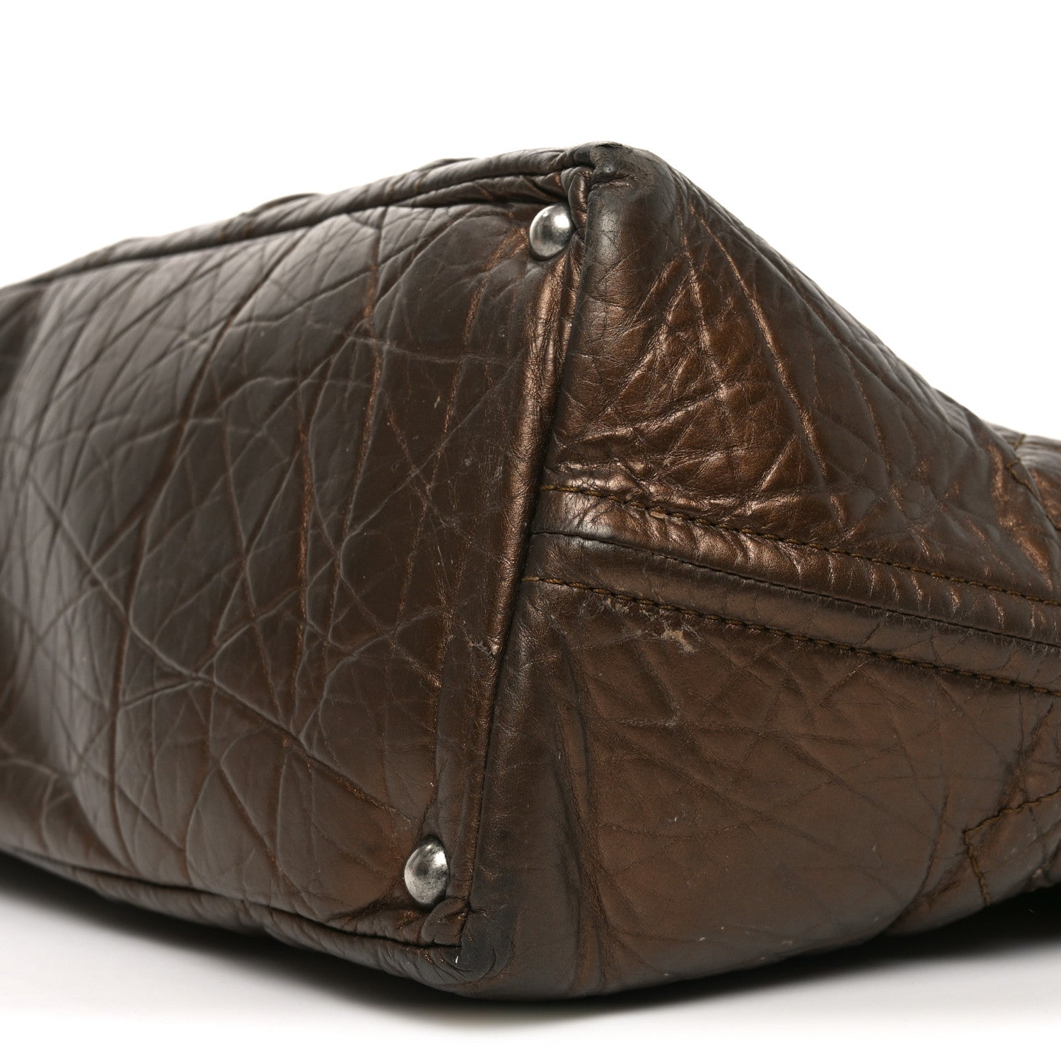 Metallic Aged Calfskin Large Shopping In Moscow Tote Bronze