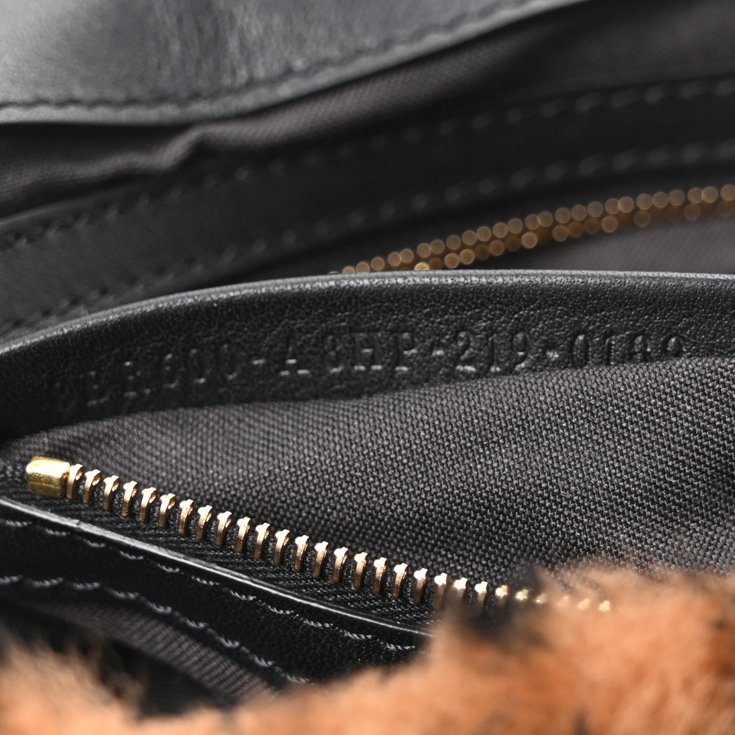 Shearling Vitello Dolce Macro FF 1974 Baguette Tobacco Black